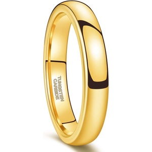 Greenpod Tungsten Wedding Bands Ring for Women Men Slim Engagement Rings(4mm gold plated)