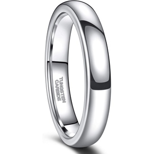 Greenpod Tungsten Wedding Bands Ring for Women Men Slim Engagement Rings(4mm silver)