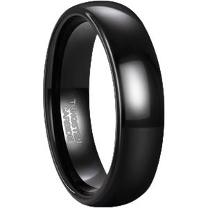 Greenpod Tungsten Wedding Bands Ring for Women Men Slim Engagement Rings(6mm black)