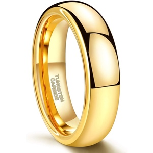 Greenpod Tungsten Wedding Bands Ring for Women Men Slim Engagement Rings(6mm gold plated)